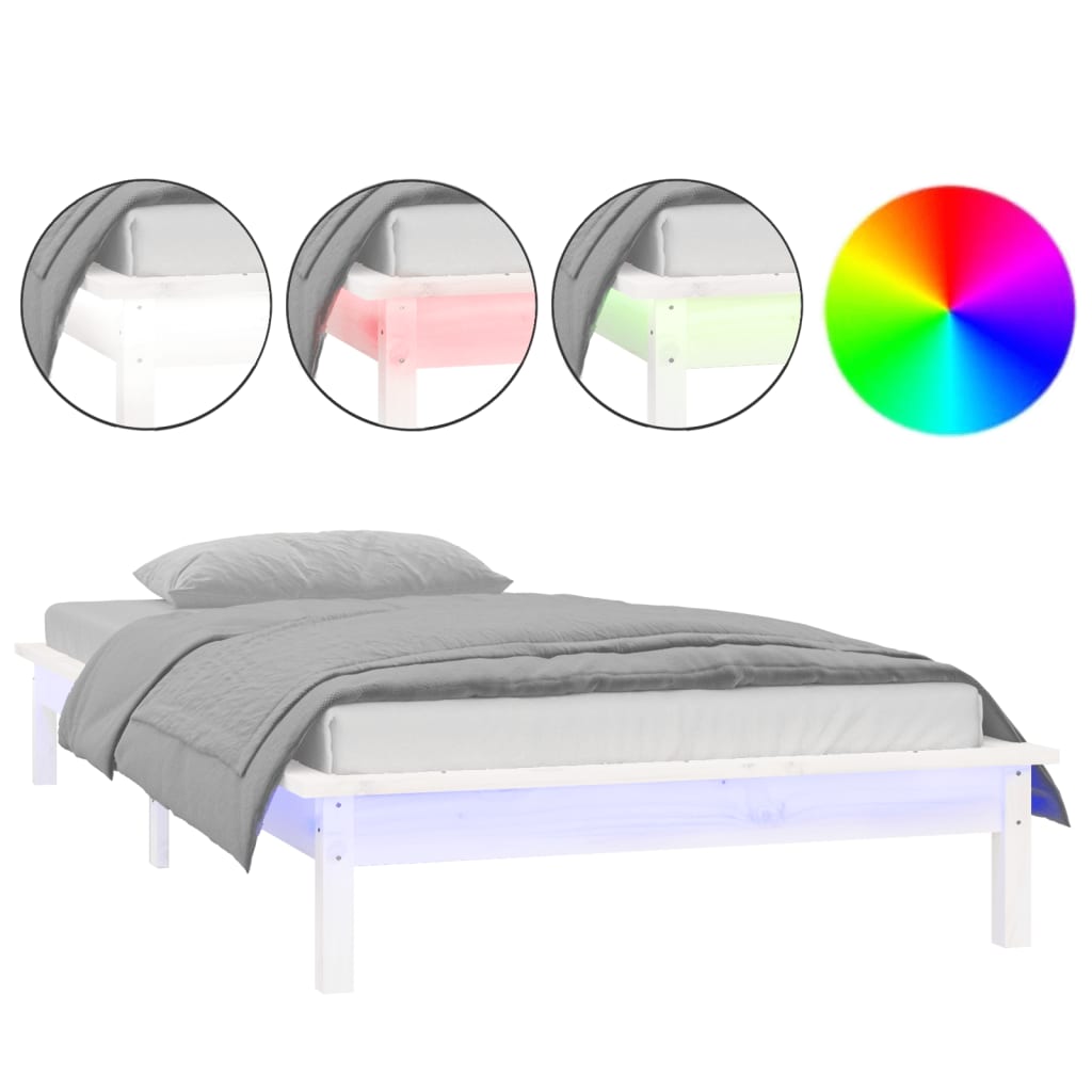 Bedframe LED massief hout 90x200 cm is nu te koop bij PeponiXL, paradijselijk wonen!