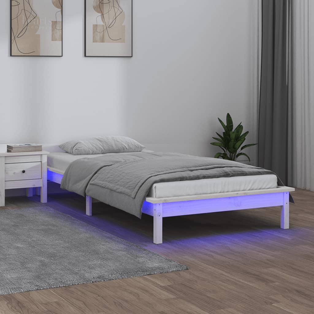 Bedframe LED massief hout 90x200 cm is nu te koop bij PeponiXL, paradijselijk wonen!