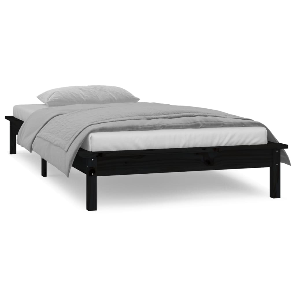 Bedframe LED massief hout zwart 90x200 cm is nu te koop bij PeponiXL, paradijselijk wonen!