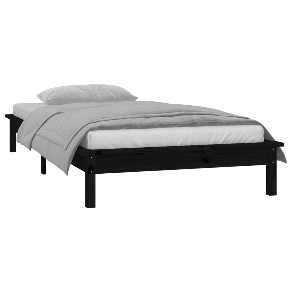 Bedframe LED massief hout zwart 90x200 cm is nu te koop bij PeponiXL, paradijselijk wonen!