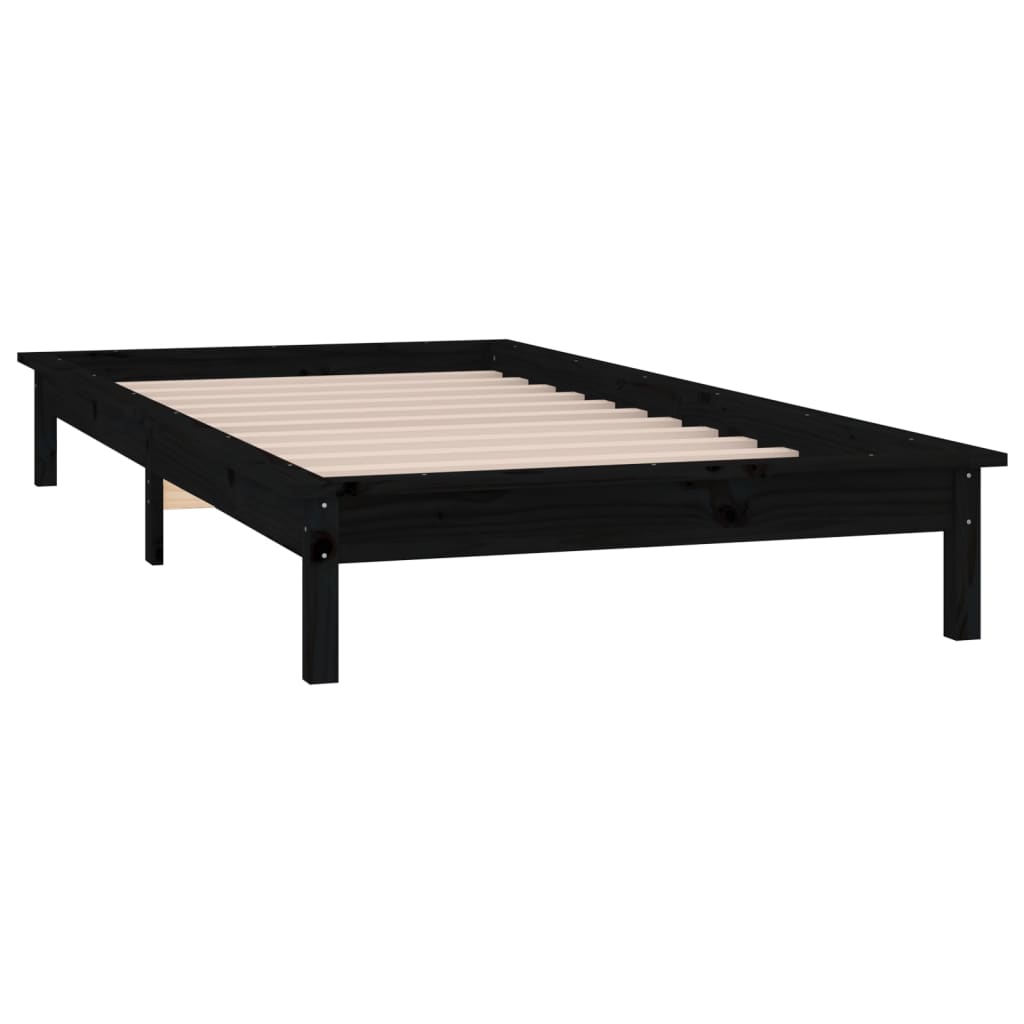 Bedframe LED massief hout zwart 90x200 cm is nu te koop bij PeponiXL, paradijselijk wonen!