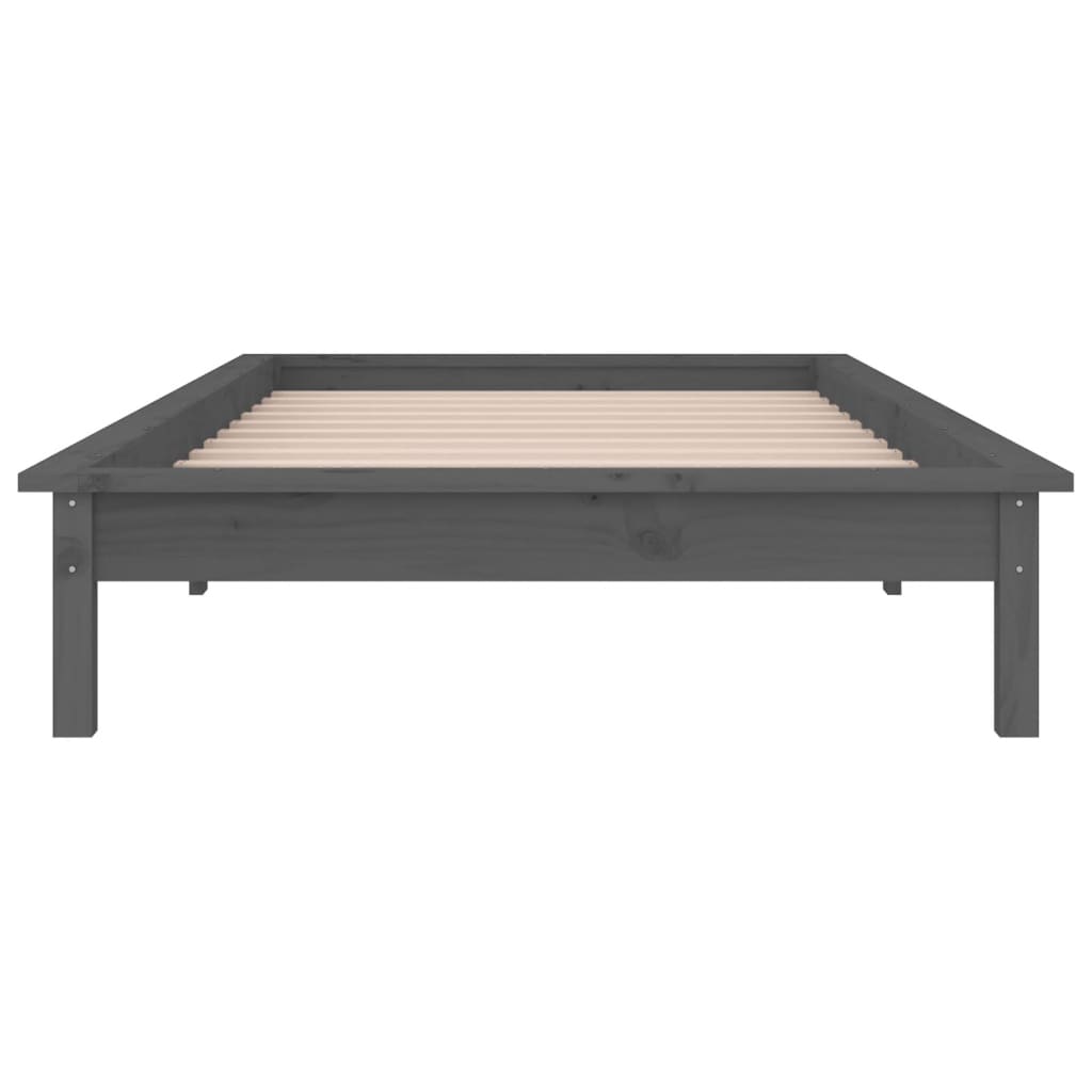 Bedframe LED massief hout grijs 100x200 cm is nu te koop bij PeponiXL, paradijselijk wonen!