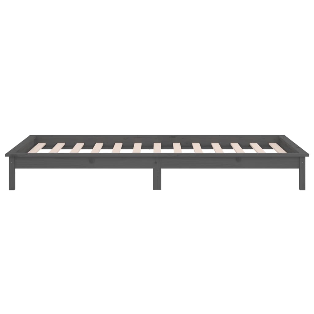 Bedframe LED massief hout grijs 100x200 cm is nu te koop bij PeponiXL, paradijselijk wonen!