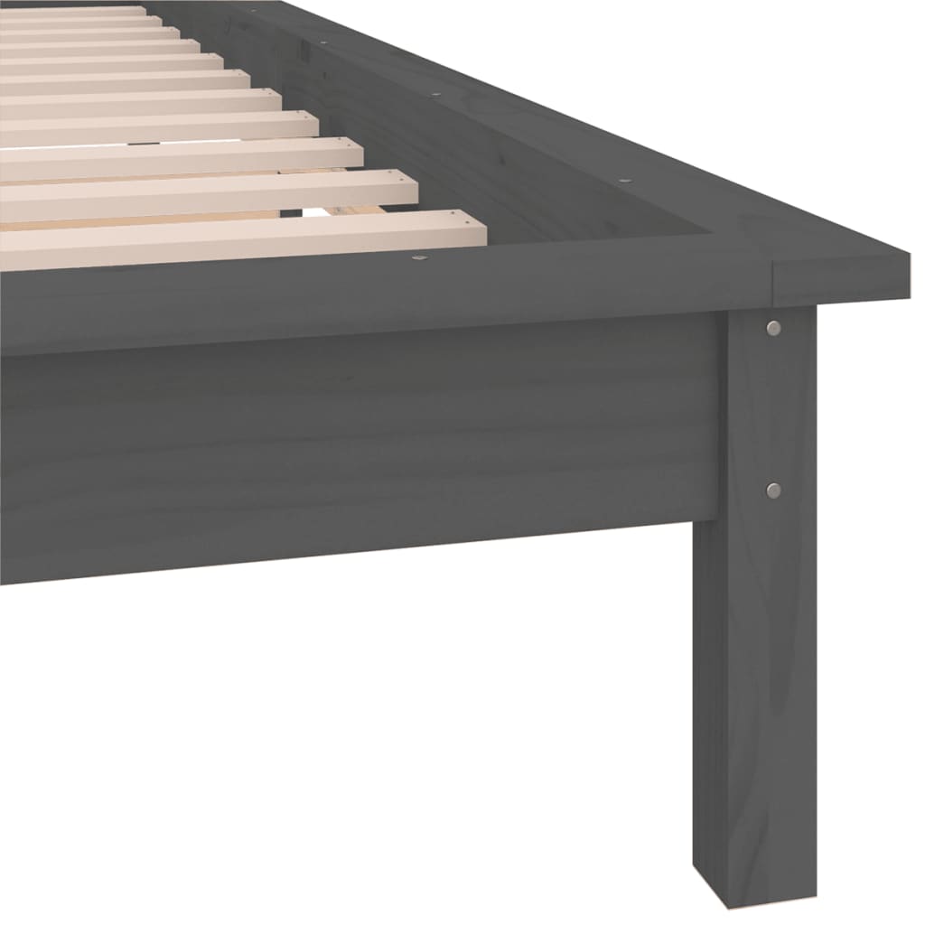 Bedframe LED massief hout grijs 100x200 cm is nu te koop bij PeponiXL, paradijselijk wonen!