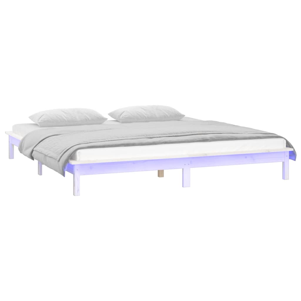 Bedframe LED massief hout wit 140x200 cm is nu te koop bij PeponiXL, paradijselijk wonen!