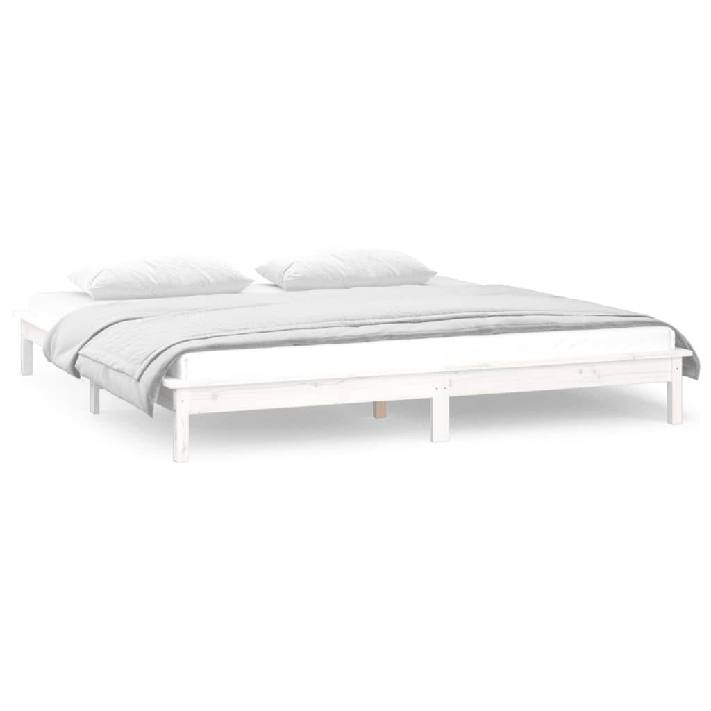 Bedframe LED massief hout wit 140x200 cm is nu te koop bij PeponiXL, paradijselijk wonen!