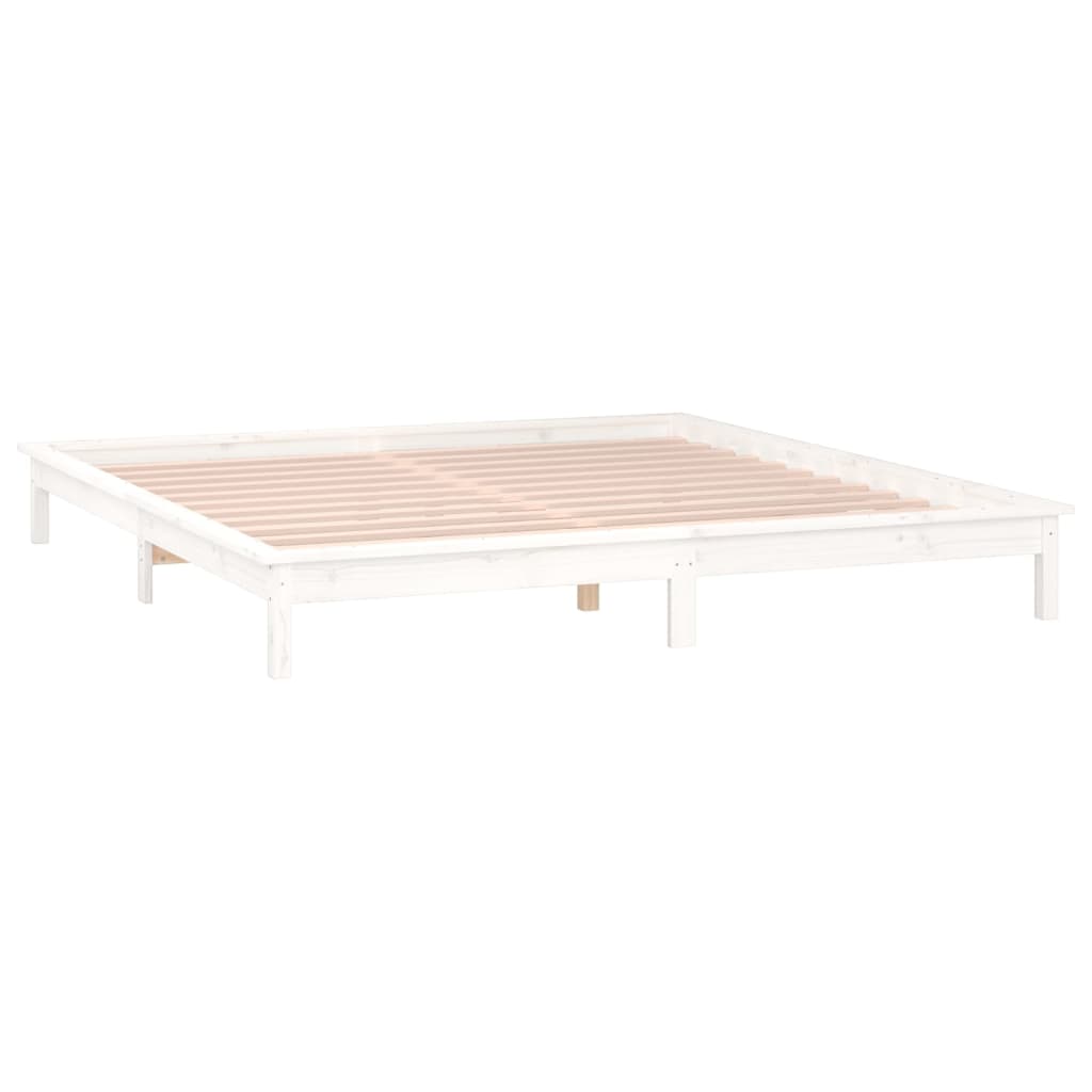 Bedframe LED massief hout wit 140x200 cm is nu te koop bij PeponiXL, paradijselijk wonen!