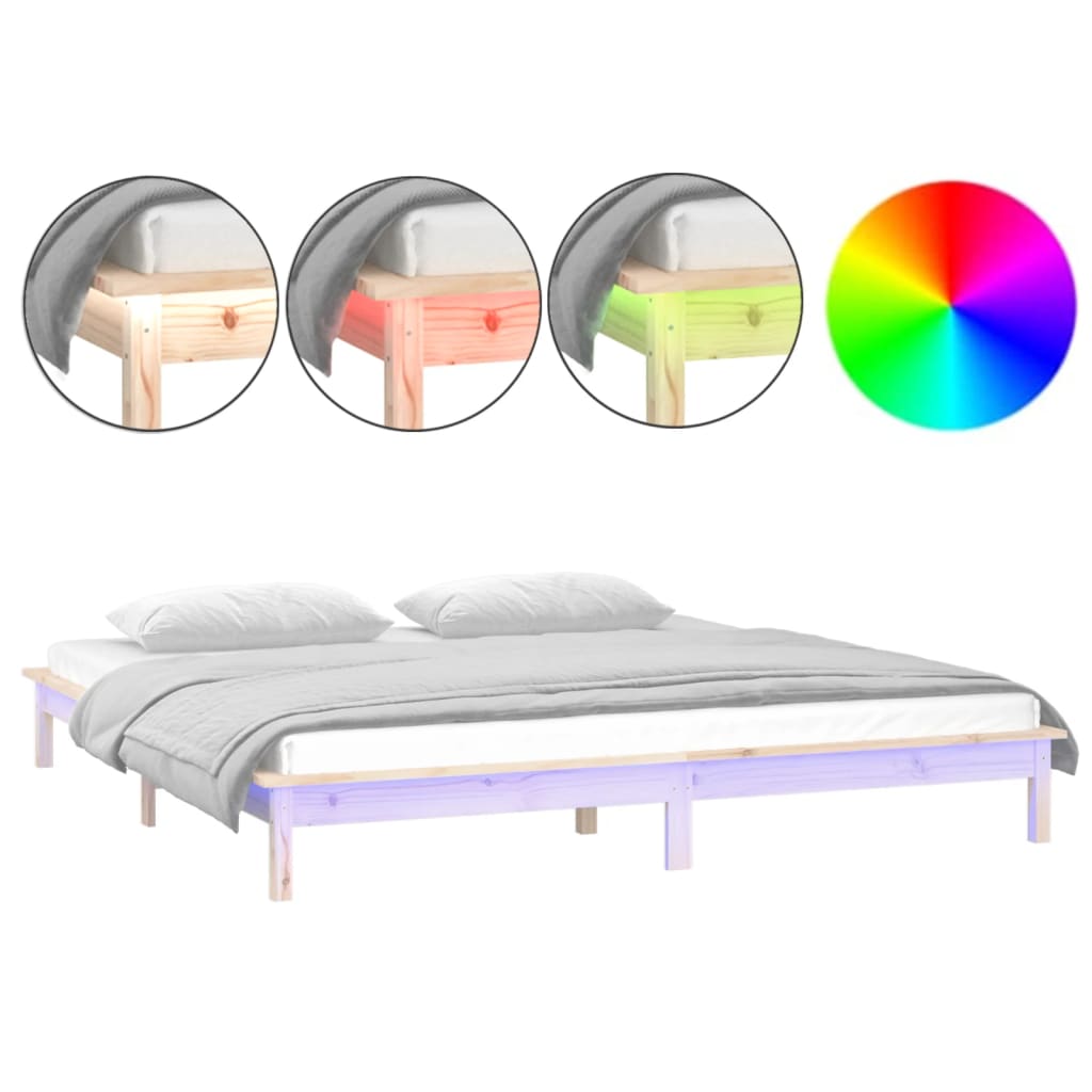 Bedframe LED massief hout 180x200 cm is nu te koop bij PeponiXL, paradijselijk wonen!