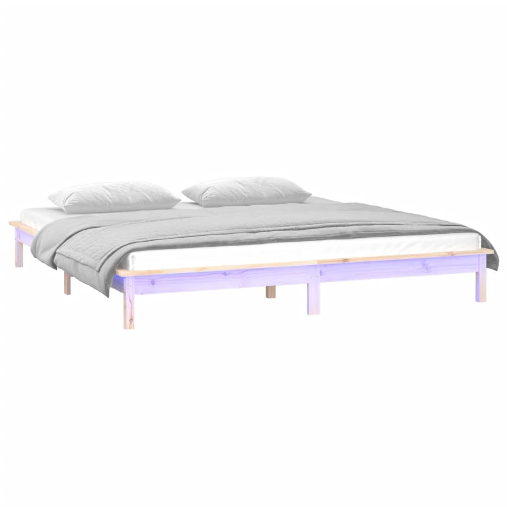 Bedframe LED massief hout 180x200 cm is nu te koop bij PeponiXL, paradijselijk wonen!