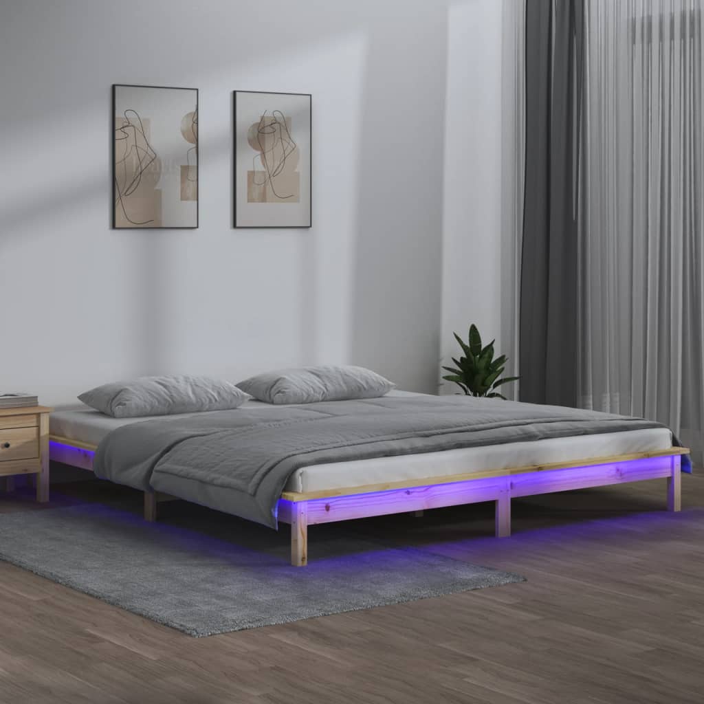 Bedframe LED massief hout 180x200 cm is nu te koop bij PeponiXL, paradijselijk wonen!