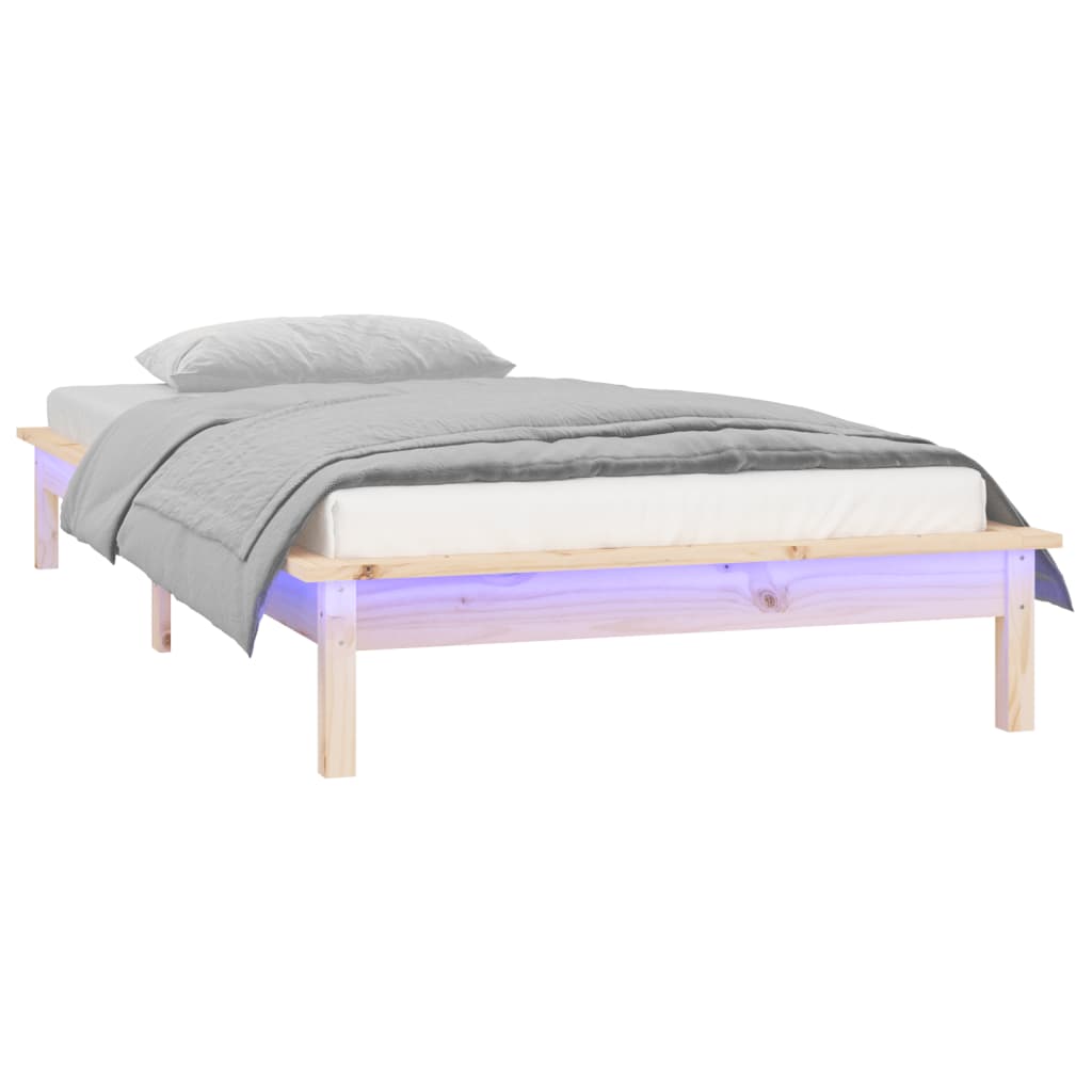 Bedframe LED massief hout 75x190 cm 2FT6 is nu te koop bij PeponiXL, paradijselijk wonen!