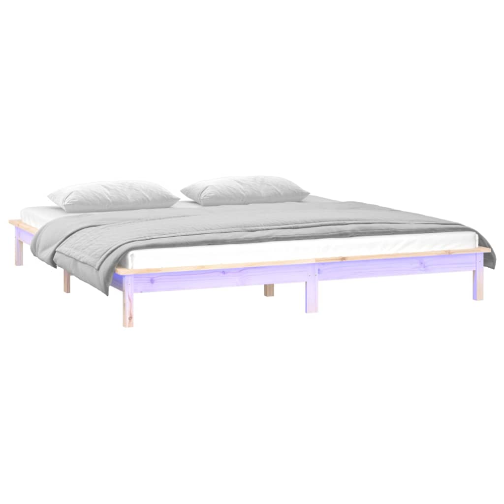 Bedframe LED massief hout 120x190 cm is nu te koop bij PeponiXL, paradijselijk wonen!
