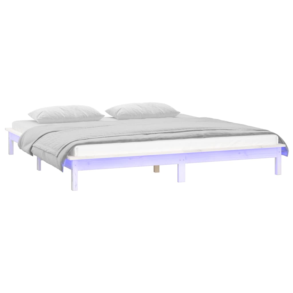 Bedframe LED massief hout wit 120x190 cm is nu te koop bij PeponiXL, paradijselijk wonen!