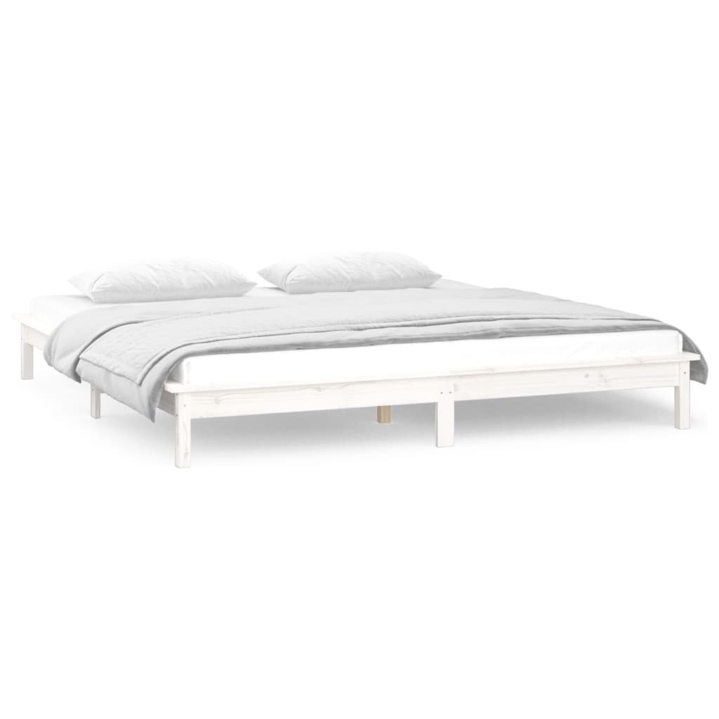 Bedframe LED massief hout wit 120x190 cm is nu te koop bij PeponiXL, paradijselijk wonen!