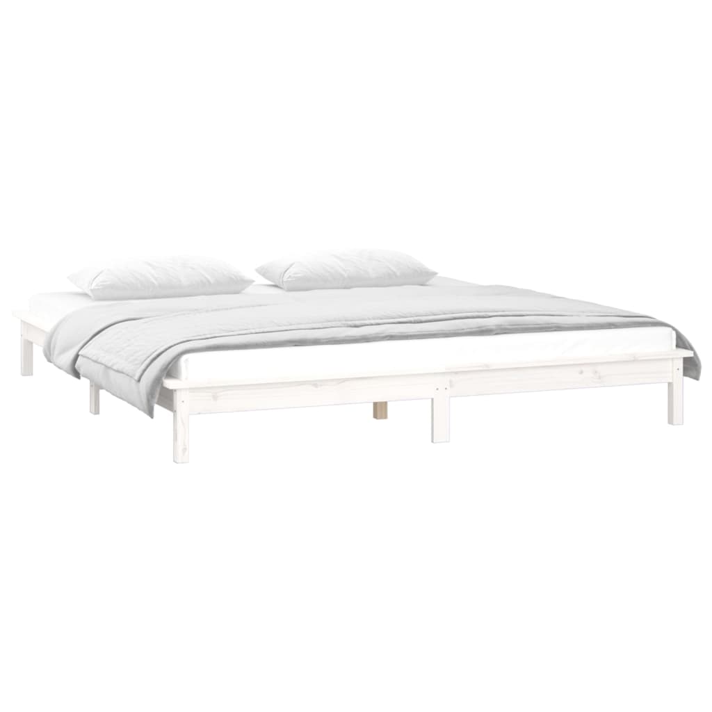 Bedframe LED massief hout wit 120x190 cm is nu te koop bij PeponiXL, paradijselijk wonen!
