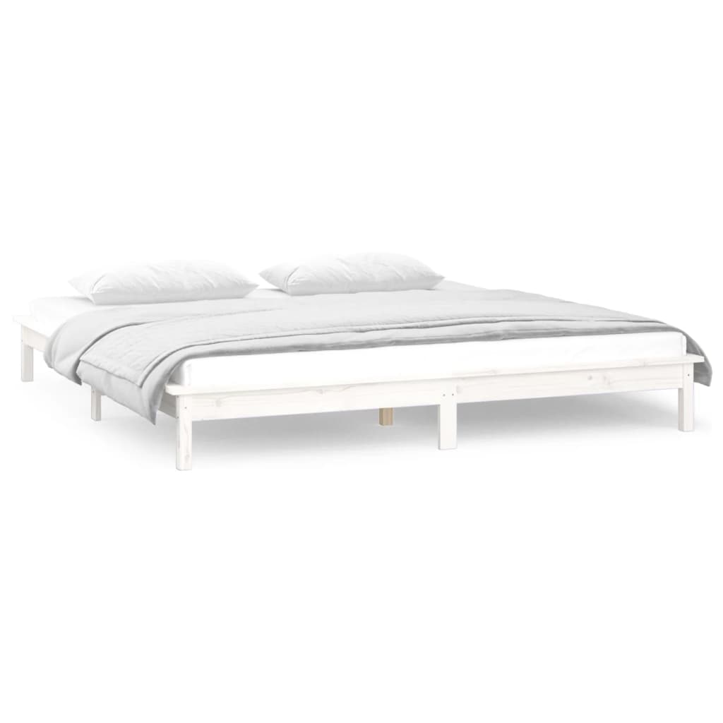 Bedframe LED massief hout wit 140x190 cm is nu te koop bij PeponiXL, paradijselijk wonen!
