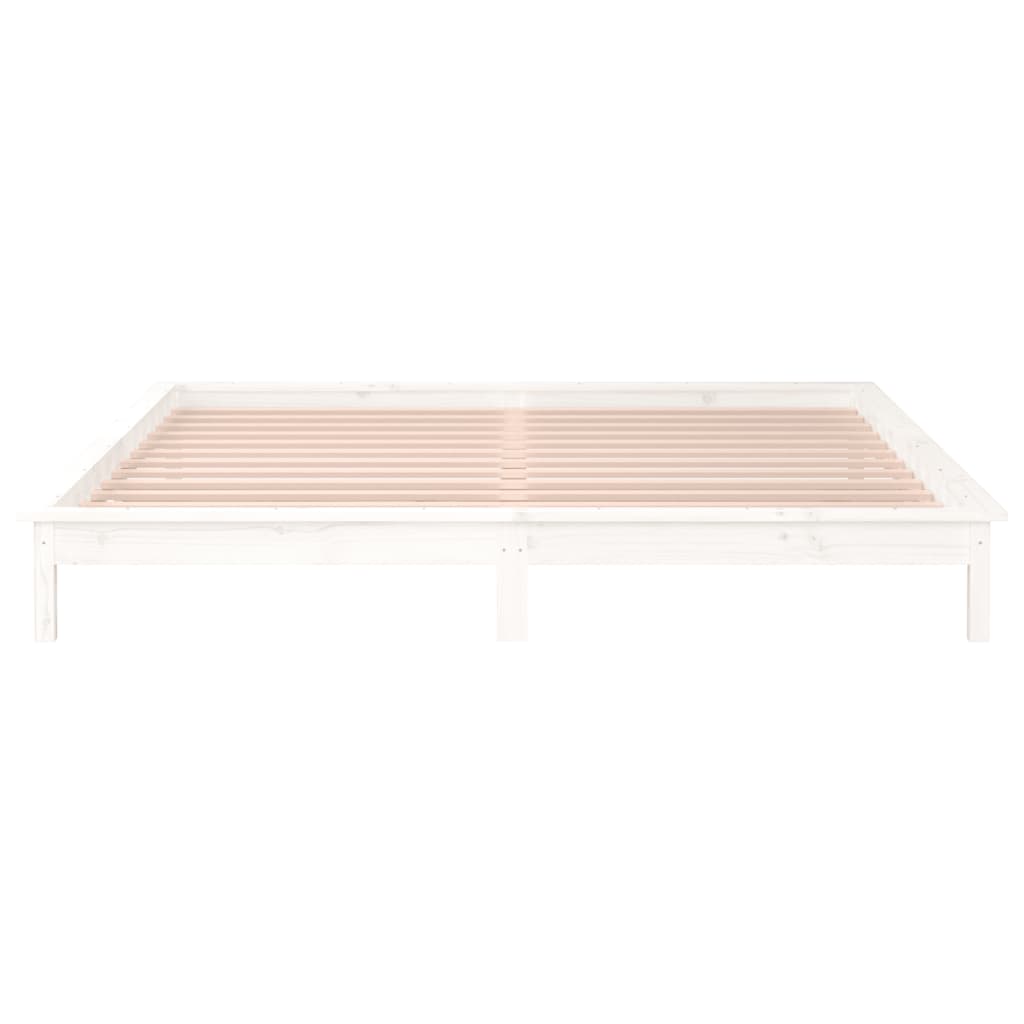 Bedframe LED massief hout wit 140x190 cm is nu te koop bij PeponiXL, paradijselijk wonen!