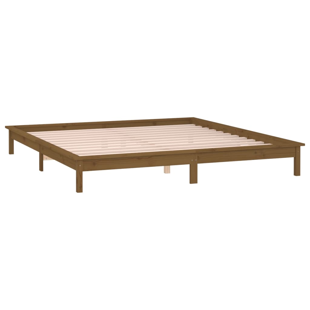 Bedframe LED massief hout honingbruin 140x190 cm is nu te koop bij PeponiXL, paradijselijk wonen!