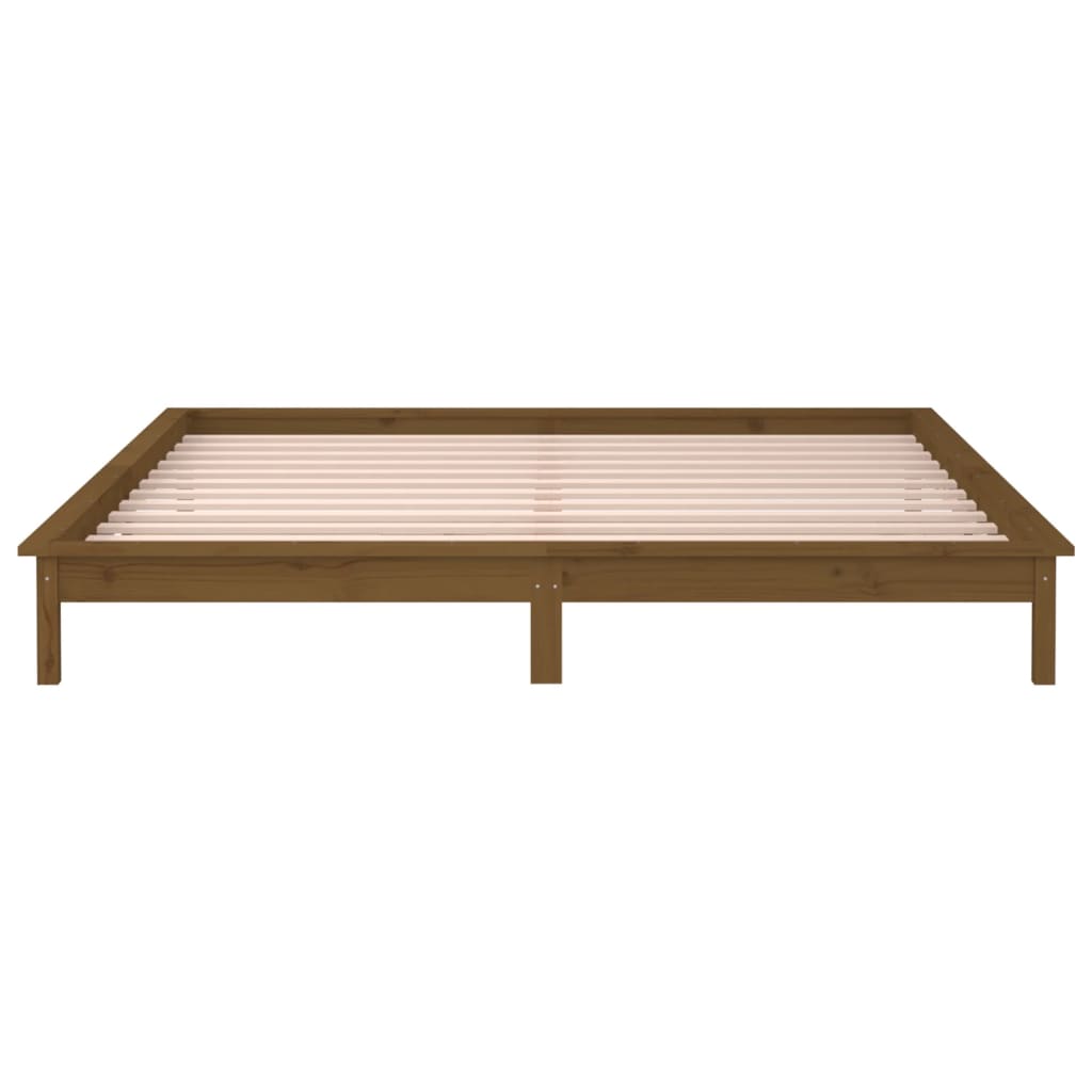 Bedframe LED massief hout honingbruin 140x190 cm is nu te koop bij PeponiXL, paradijselijk wonen!