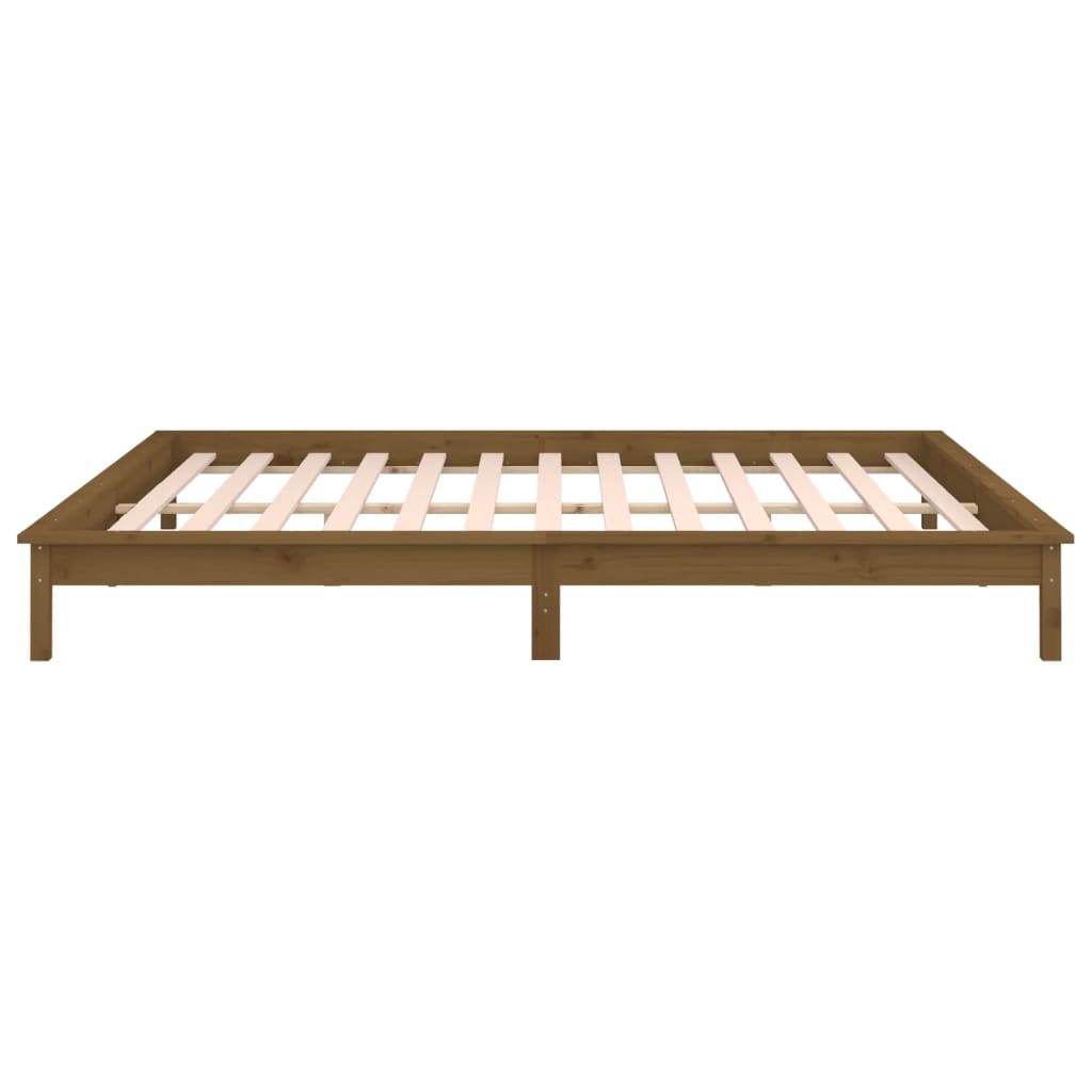 Bedframe LED massief hout honingbruin 140x190 cm is nu te koop bij PeponiXL, paradijselijk wonen!