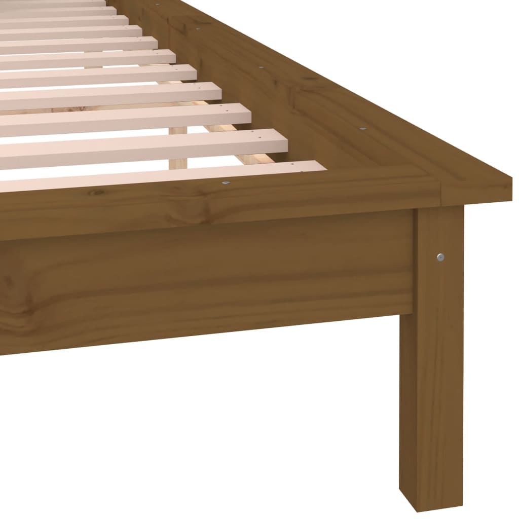 Bedframe LED massief hout honingbruin 140x190 cm is nu te koop bij PeponiXL, paradijselijk wonen!
