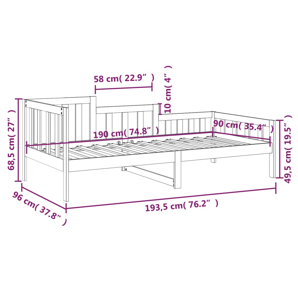 Slaapbank zonder matras 90x190 cm massief grenenhout is nu te koop bij PeponiXL, paradijselijk wonen!