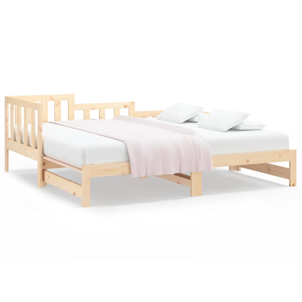 Slaapbank uitschuifbaar 2x(90x200) cm massief grenenhout