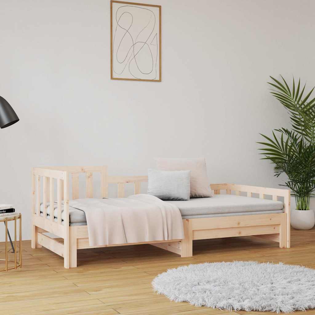 Slaapbank uitschuifbaar 2x(90x200) cm massief grenenhout