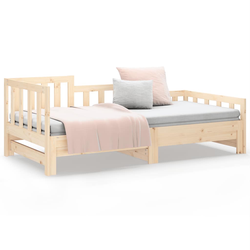 Slaapbank uitschuifbaar 2x(90x200) cm massief grenenhout