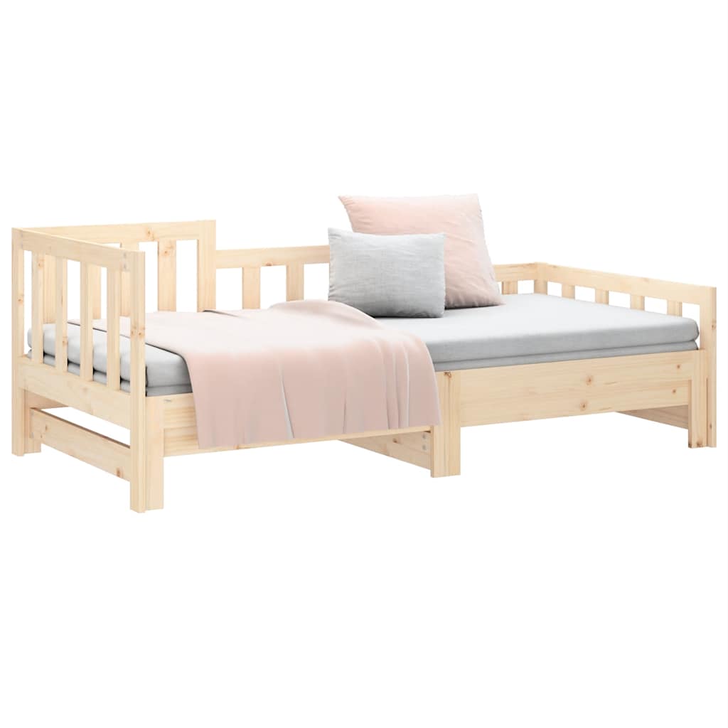 Slaapbank uitschuifbaar 2x(90x200) cm massief grenenhout