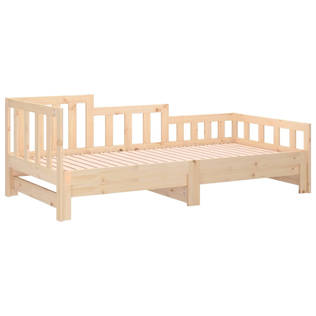 Slaapbank uitschuifbaar 2x(90x200) cm massief grenenhout
