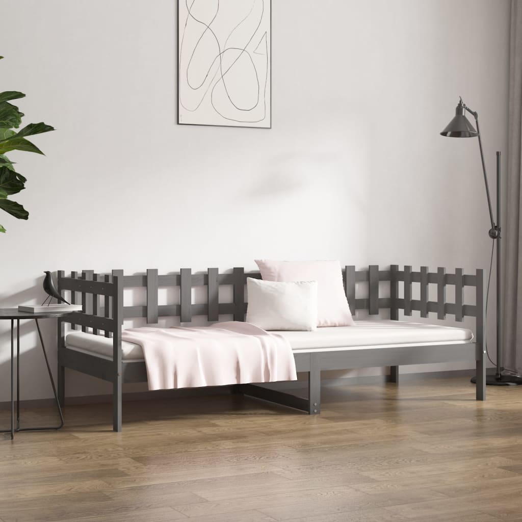 Slaapbank 90x200 cm massief grenenhout grijs is nu te koop bij PeponiXL, paradijselijk wonen!