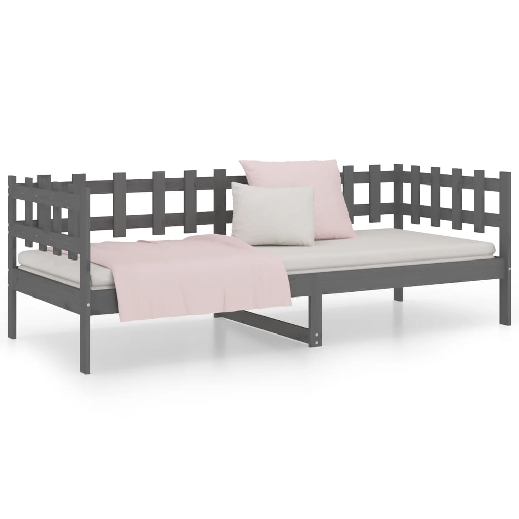 Slaapbank 90x200 cm massief grenenhout grijs is nu te koop bij PeponiXL, paradijselijk wonen!