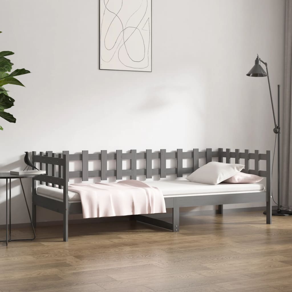 Slaapbank 90x200 cm massief grenenhout grijs is nu te koop bij PeponiXL, paradijselijk wonen!