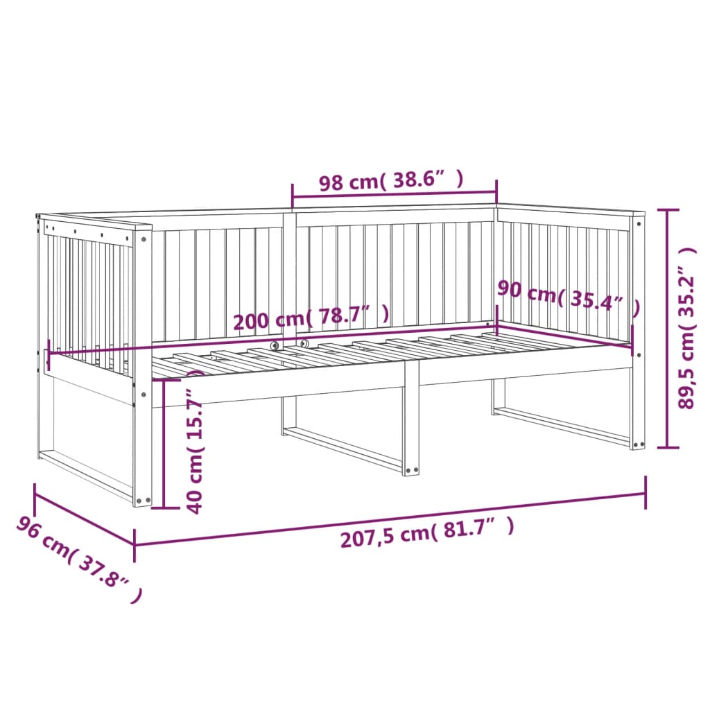 Slaapbank zonder matras 90x200 cm massief grenenhout wit is nu te koop bij PeponiXL, paradijselijk wonen!