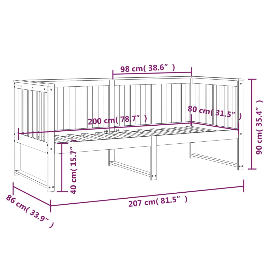 Slaapbank zonder matras 80x200 cm massief grenenhout wit is nu te koop bij PeponiXL, paradijselijk wonen!