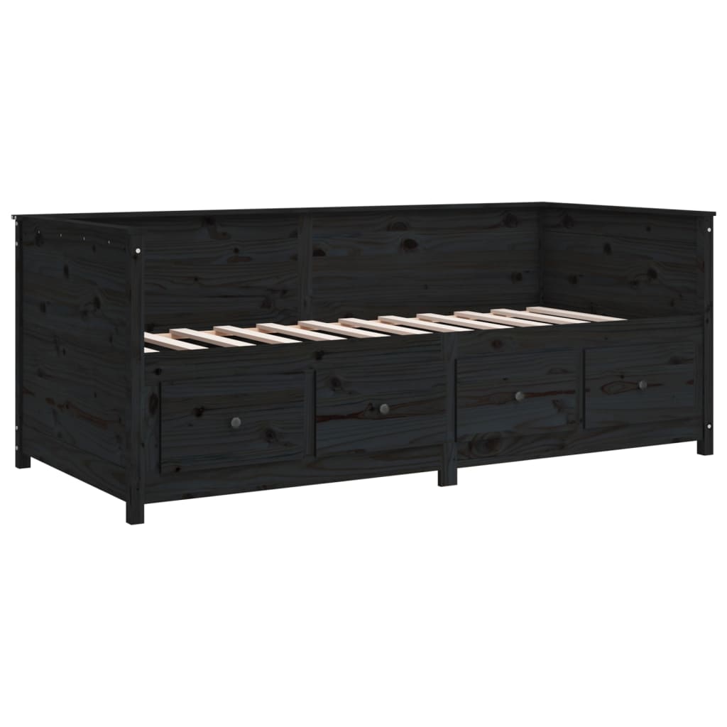 Slaapbank 90x200 cm massief grenenhout zwart is nu te koop bij PeponiXL, paradijselijk wonen!