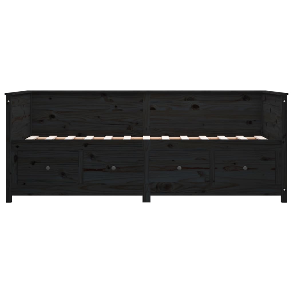 Slaapbank 90x200 cm massief grenenhout zwart is nu te koop bij PeponiXL, paradijselijk wonen!