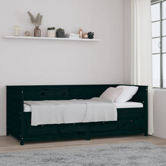 Slaapbank 90x200 cm massief grenenhout zwart is nu te koop bij PeponiXL, paradijselijk wonen!