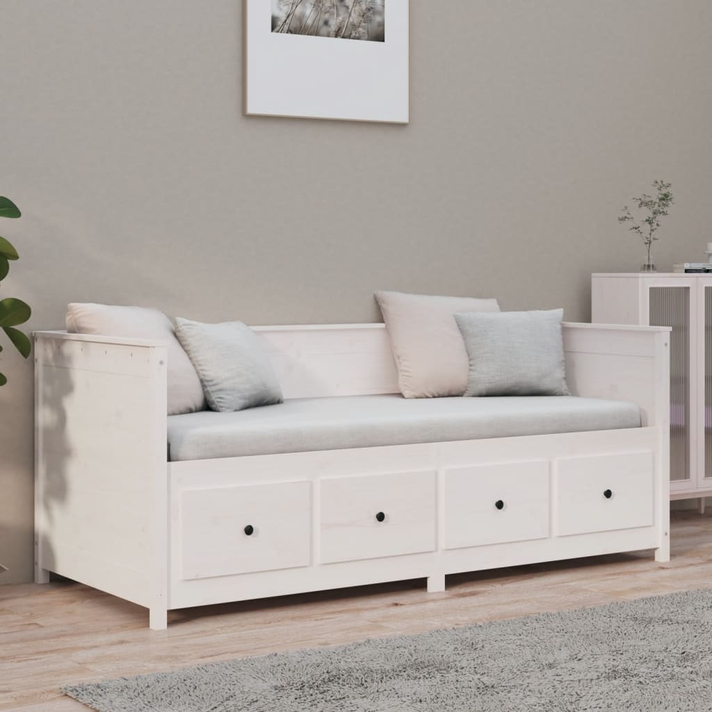 Slaapbank zonder matras 90x190 cm massief grenenhout wit is nu te koop bij PeponiXL, paradijselijk wonen!