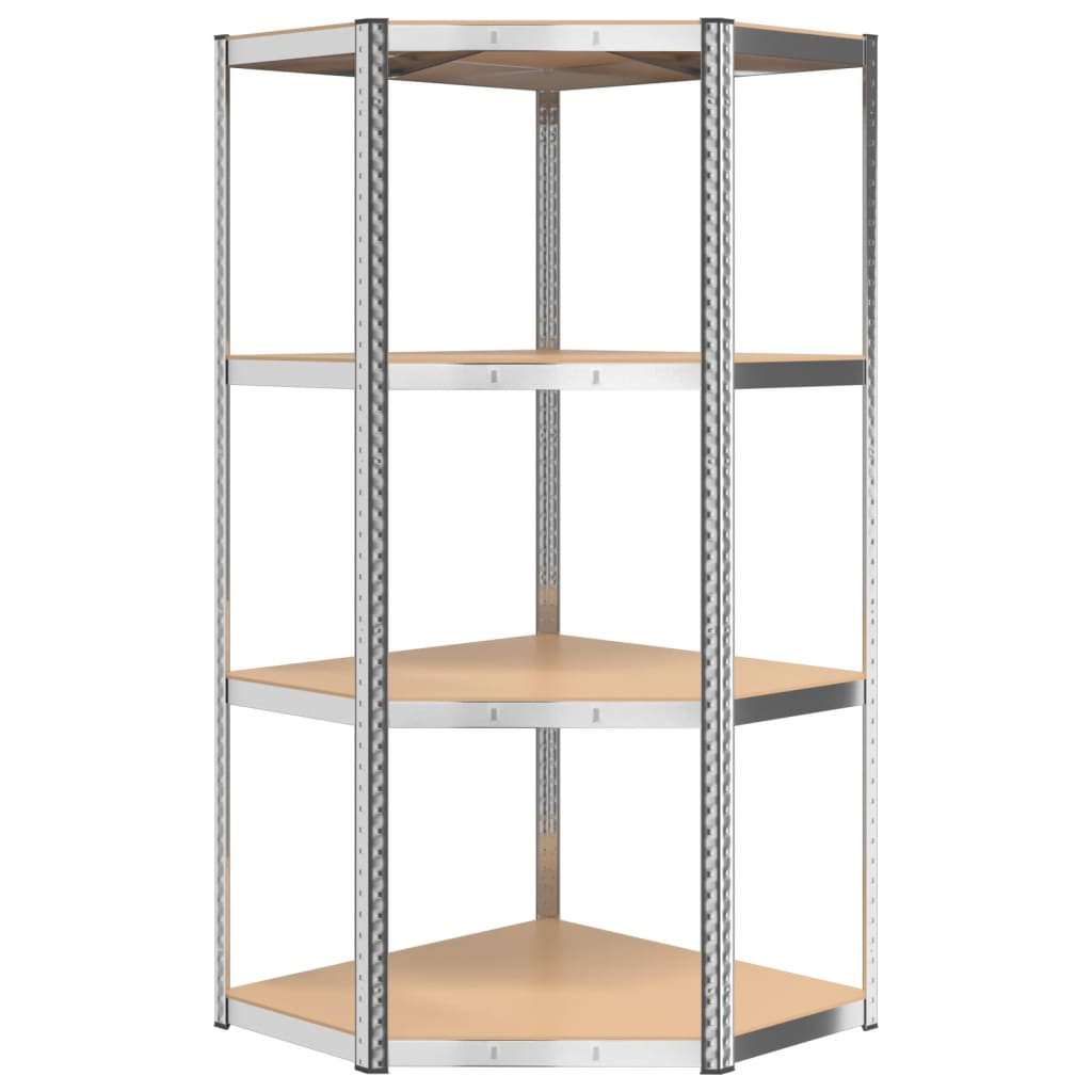 Hoekrek 4-laags staal en bewerkt hout zilverkleurig is nu te koop bij PeponiXL, paradijselijk wonen!