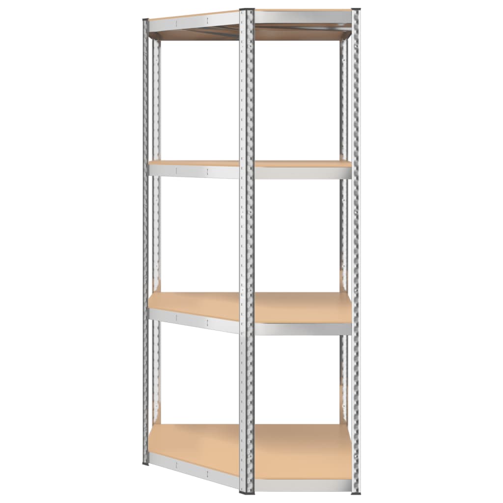 Hoekrek 4-laags staal en bewerkt hout zilverkleurig is nu te koop bij PeponiXL, paradijselijk wonen!
