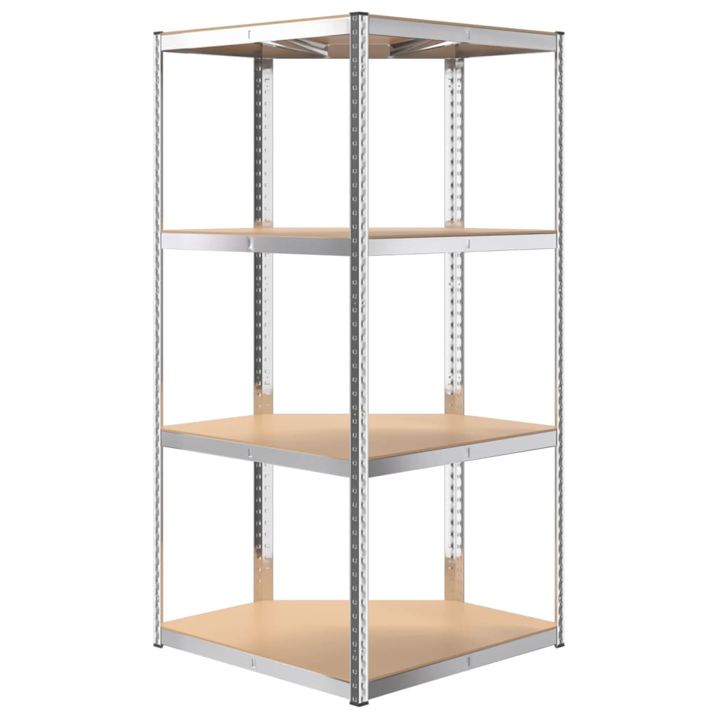 Hoekrek 4-laags staal en bewerkt hout zilverkleurig is nu te koop bij PeponiXL, paradijselijk wonen!