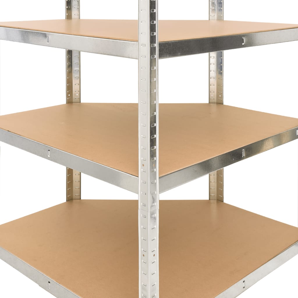 Hoekrek 4-laags staal en bewerkt hout zilverkleurig is nu te koop bij PeponiXL, paradijselijk wonen!