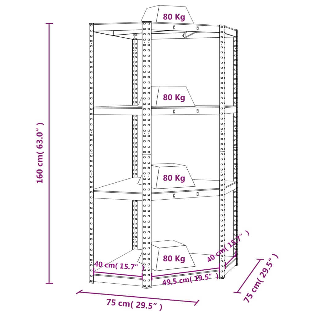 Opbergrek 4-laags staal en bewerkt hout antracietkleurig is nu te koop bij PeponiXL, paradijselijk wonen!