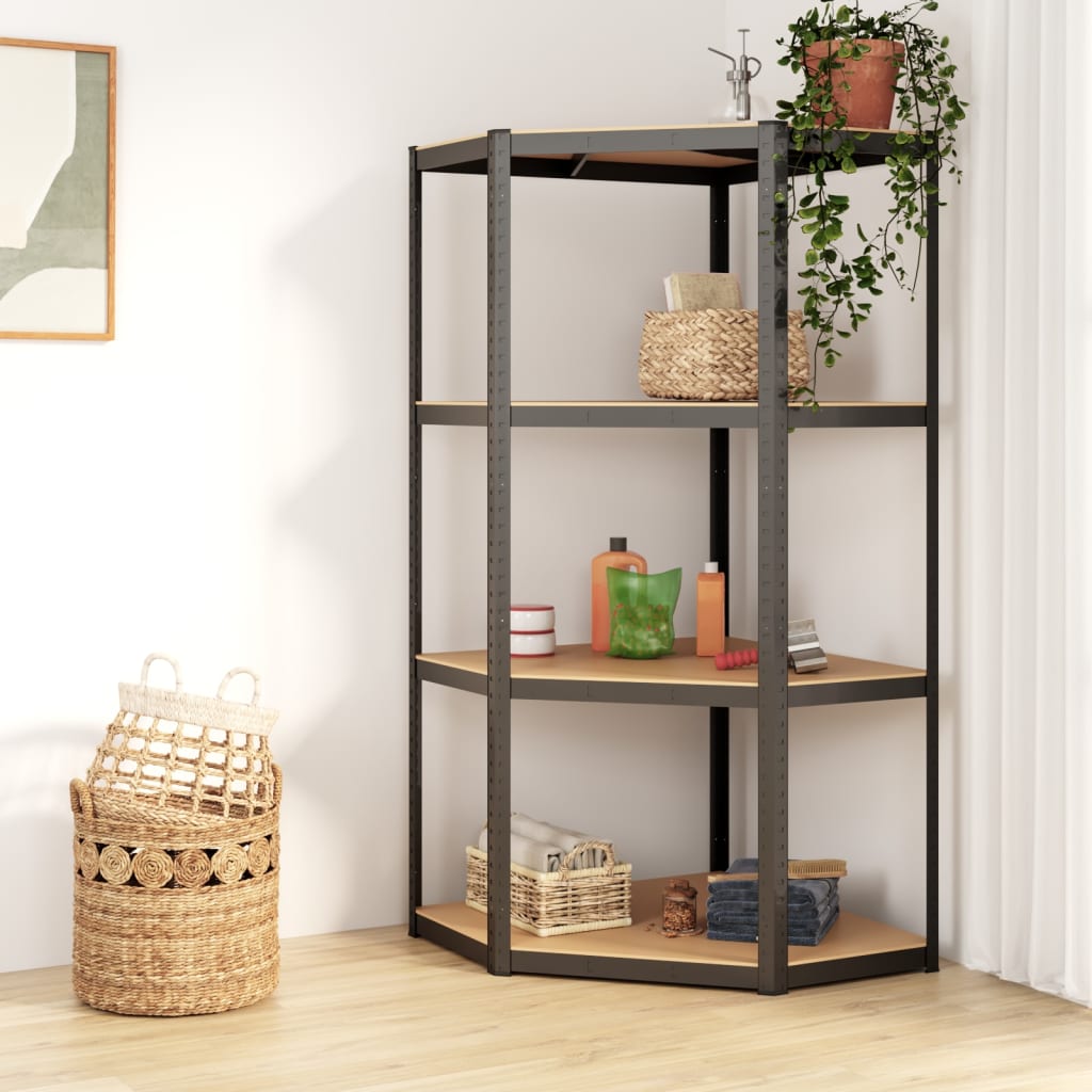 Opbergrek 4-laags staal en bewerkt hout antracietkleurig is nu te koop bij PeponiXL, paradijselijk wonen!