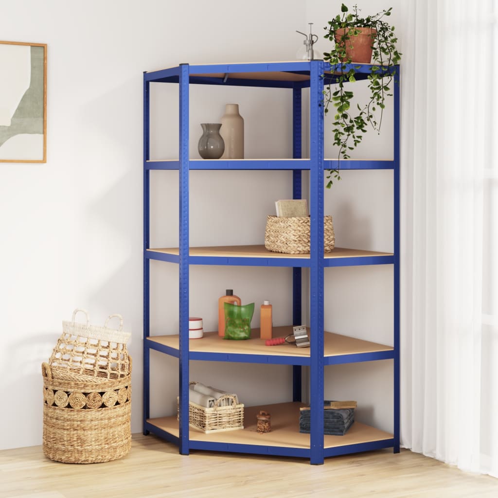 Hoekrek 5-laags staal & bewerkt hout antracietkleurig is nu te koop bij PeponiXL, paradijselijk wonen!