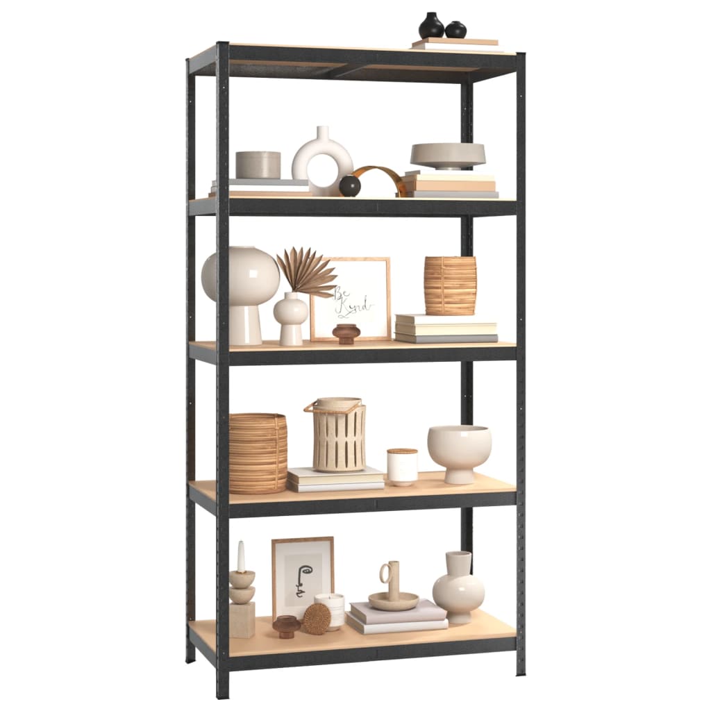 Opbergrek 5-laags staal en bewerkt hout grijs is nu te koop bij PeponiXL, paradijselijk wonen!