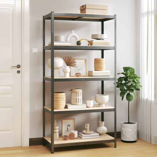 Opbergrek 5-laags staal en bewerkt hout grijs is nu te koop bij PeponiXL, paradijselijk wonen!