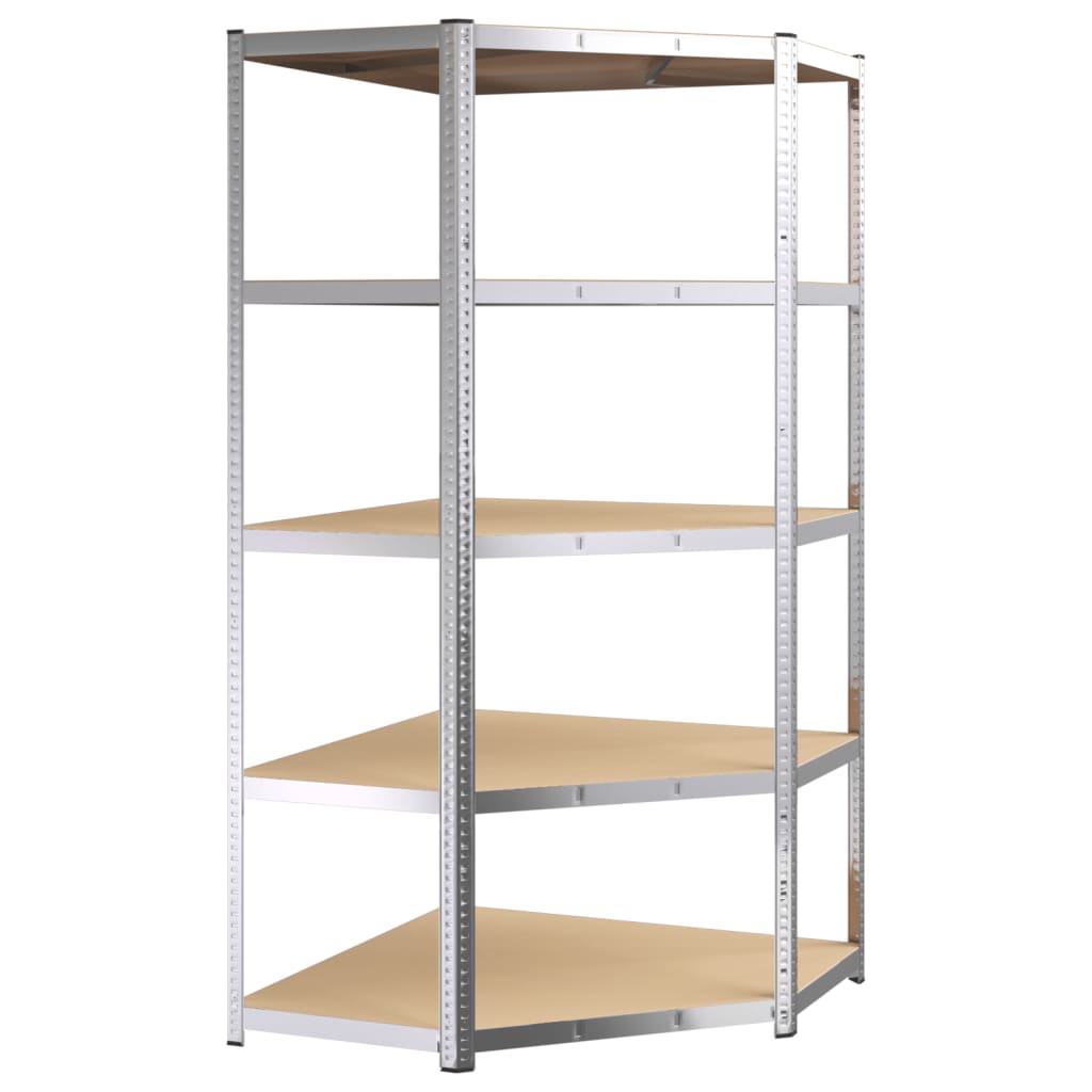 Hoekrek robuust 5-laags staal en bewerkt hout zilverkleurig is nu te koop bij PeponiXL, paradijselijk wonen!